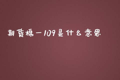 期货棉一109是什么意思_https://m.jnkyh.com_股票交易_第1张