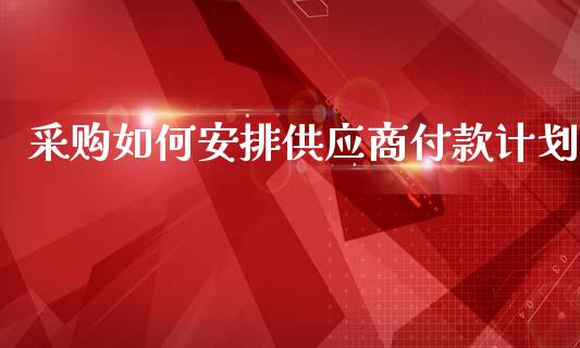 采购如何安排供应商付款计划_https://m.jnkyh.com_期货开户条件_第1张