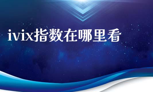 ivix指数在哪里看_https://m.jnkyh.com_国际原油_第1张