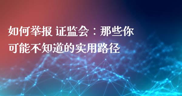 如何举报 证监会：那些你可能不知道的实用路径_https://m.jnkyh.com_股指期货_第1张