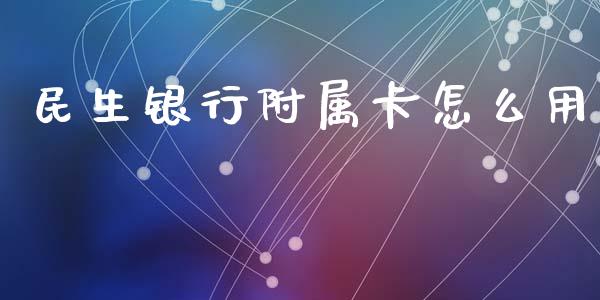 民生银行附属卡怎么用_https://m.jnkyh.com_国际原油_第1张