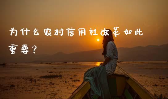 为什么农村信用社改革如此重要？_https://m.jnkyh.com_国际原油_第1张