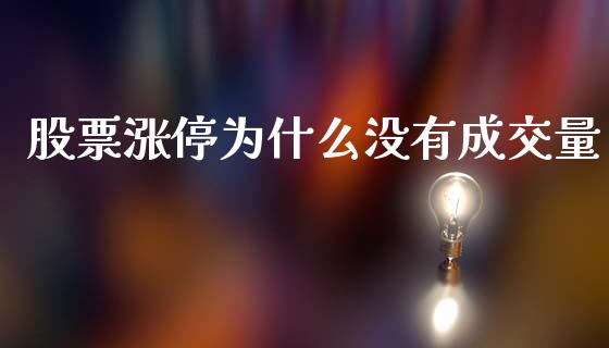 股票涨停为什么没有成交量_https://m.jnkyh.com_期货开户条件_第1张