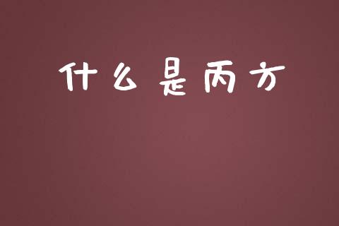 什么是丙方_https://m.jnkyh.com_股指期货_第1张