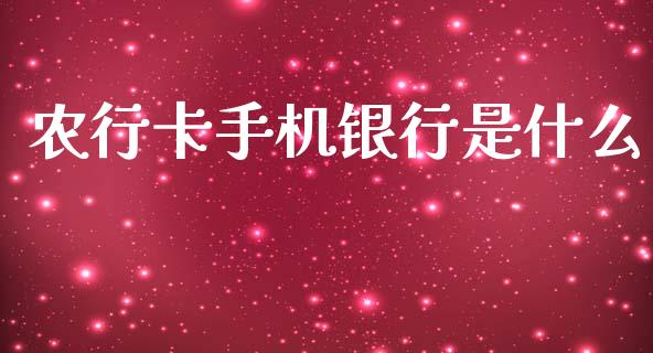 农行卡手机银行是什么_https://m.jnkyh.com_期货开户条件_第1张