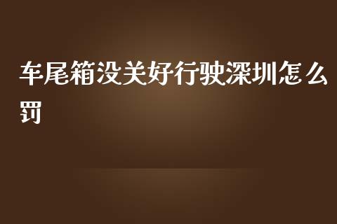 车尾箱没关好行驶深圳怎么罚_https://m.jnkyh.com_国际原油_第1张