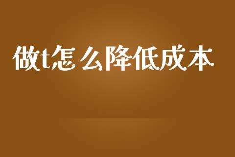 做t怎么降低成本_https://m.jnkyh.com_国际原油_第1张