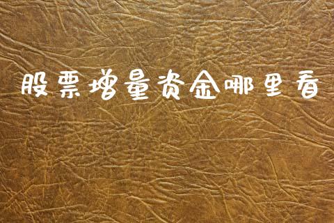 股票增量资金哪里看_https://m.jnkyh.com_国际原油_第1张