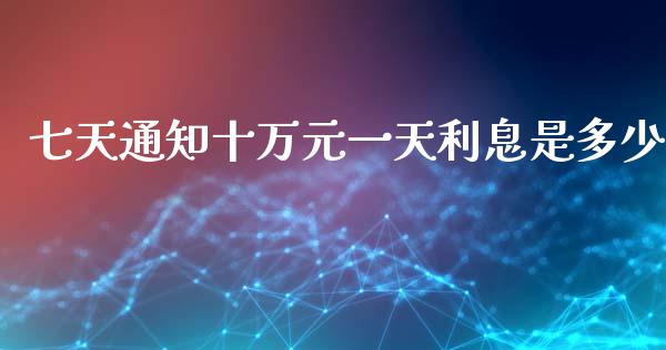 七天通知十万元一天利息是多少_https://m.jnkyh.com_股指期货_第1张
