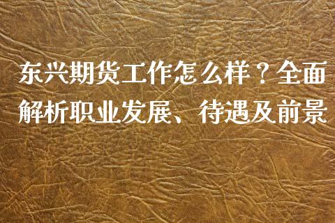 东兴期货工作怎么样？全面解析职业发展、待遇及前景_https://m.jnkyh.com_国际原油_第1张