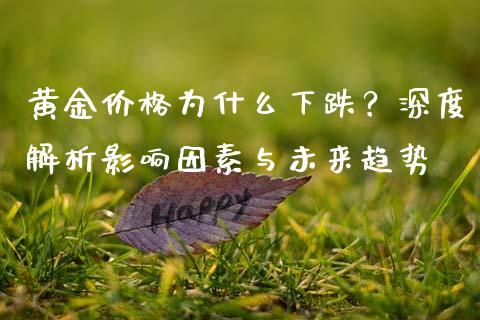 黄金价格为什么下跌？深度解析影响因素与未来趋势_https://m.jnkyh.com_国际原油_第1张
