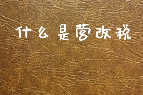 什么是营改税_https://m.jnkyh.com_期货开户条件_第1张