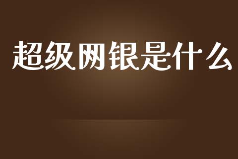 超级网银是什么_https://m.jnkyh.com_股指期货_第1张
