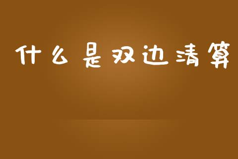 什么是双边清算_https://m.jnkyh.com_期货开户条件_第1张