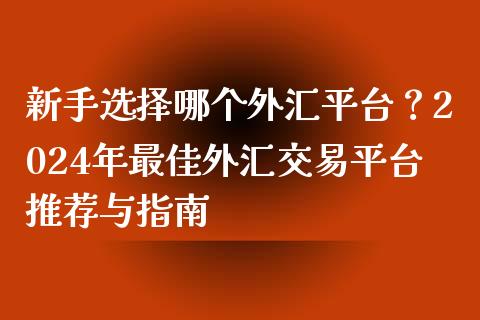 新手选择哪个外汇平台？2024年最佳外汇交易平台推荐与指南_https://m.jnkyh.com_国际原油_第1张