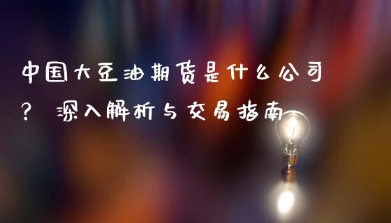 中国大豆油期货是什么公司？ 深入解析与交易指南_https://m.jnkyh.com_国际原油_第1张