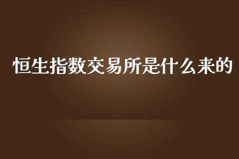 恒生指数交易所是什么来的_https://m.jnkyh.com_国际原油_第1张