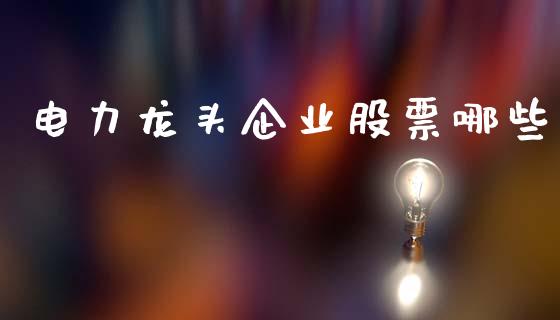 电力龙头企业股票哪些_https://m.jnkyh.com_国际原油_第1张
