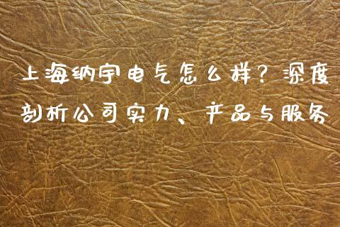 上海纳宇电气怎么样？深度剖析公司实力、产品与服务_https://m.jnkyh.com_期货开户条件_第1张