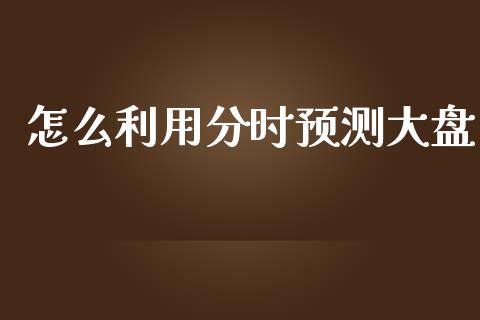 怎么利用分时预测大盘_https://m.jnkyh.com_期货开户条件_第1张