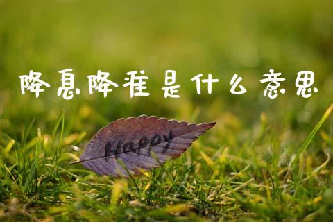 降息降准是什么意思_https://m.jnkyh.com_股票交易_第1张