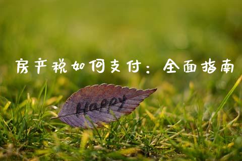 房产税如何支付：全面指南_https://m.jnkyh.com_股指期货_第1张