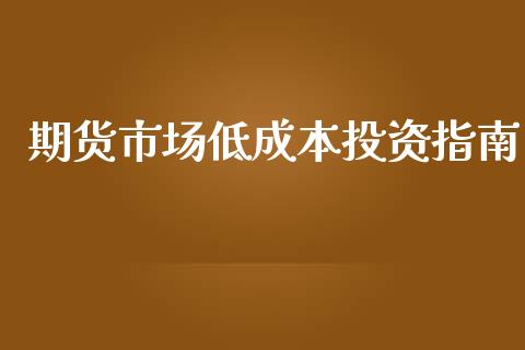 期货市场低成本投资指南_https://m.jnkyh.com_国际原油_第1张