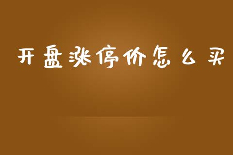 开盘涨停价怎么买_https://m.jnkyh.com_期货开户条件_第1张