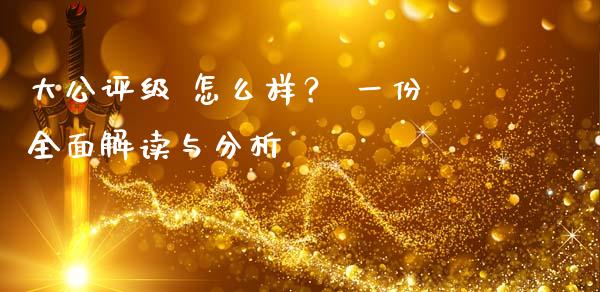 大公评级 怎么样？ 一份全面解读与分析_https://m.jnkyh.com_期货开户条件_第1张