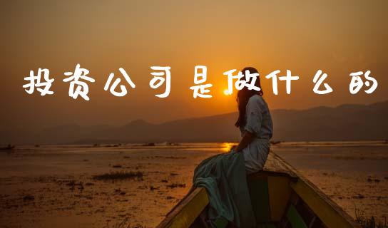 投资公司是做什么的_https://m.jnkyh.com_国际原油_第1张