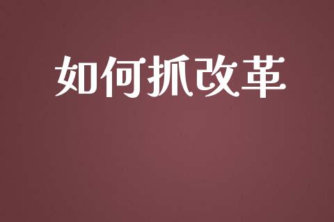 如何抓改革_https://m.jnkyh.com_国际原油_第1张