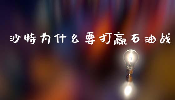 沙特为什么要打赢石油战_https://m.jnkyh.com_股指期货_第1张