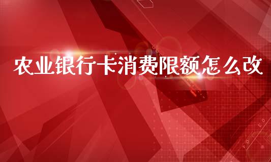 农业银行卡消费限额怎么改_https://m.jnkyh.com_股指期货_第1张