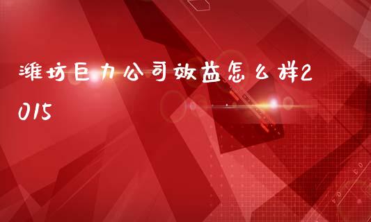 潍坊巨力公司效益怎么样2015_https://m.jnkyh.com_股票交易_第1张