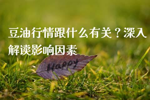 豆油行情跟什么有关？深入解读影响因素_https://m.jnkyh.com_国际原油_第1张