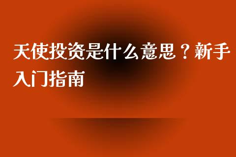 天使投资是什么意思?新手入门指南_国际原油_第1张_股指期货_期货开户条件_国际原油_股票交易 天使投资是什么意思?新手入门指南_https://m.jnkyh.com_国际原油_第1张