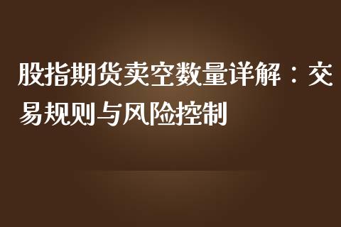 股指期货卖空数量详解：交易规则与风险控制_https://m.jnkyh.com_未分类_第1张