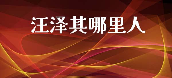 汪泽其哪里人_https://m.jnkyh.com_期货开户条件_第1张