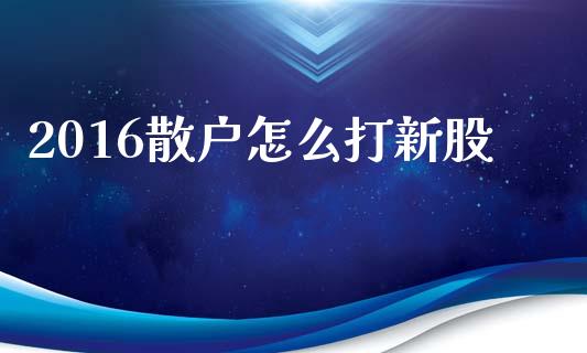 2016散户怎么打新股_https://m.jnkyh.com_股票交易_第1张