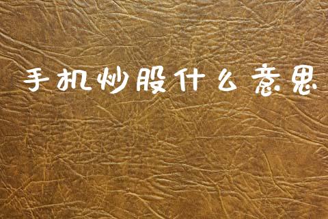 手机炒股什么意思_https://m.jnkyh.com_股指期货_第1张