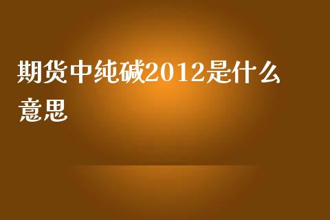 期货中纯碱2012是什么意思_https://m.jnkyh.com_股票交易_第1张