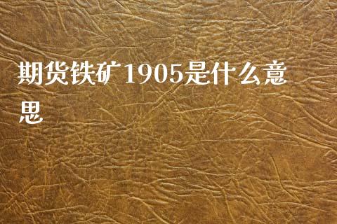 期货铁矿1905是什么意思_https://m.jnkyh.com_期货开户条件_第1张