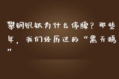 攀钢钒钛为什么停牌？那些年，我们经历过的“黑天鹅”_https://m.jnkyh.com_期货开户条件_第1张