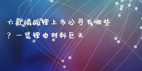 六氟磷酸锂上市公司有哪些？一览锂电材料巨头_https://m.jnkyh.com_股指期货_第1张