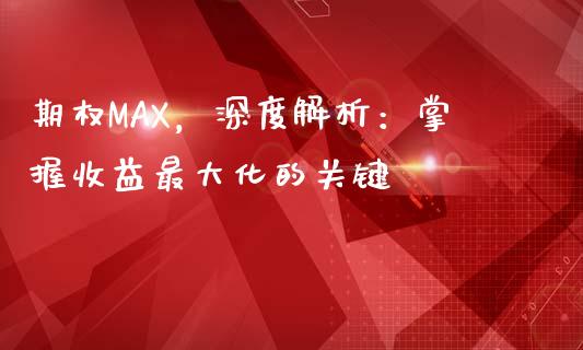 期权MAX，深度解析：掌握收益最大化的关键_https://m.jnkyh.com_股票交易_第1张