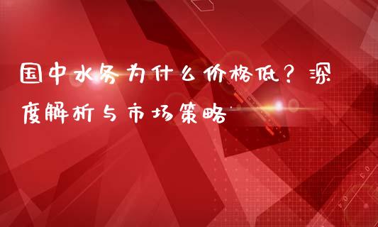 国中水务为什么价格低？深度解析与市场策略_https://m.jnkyh.com_股票交易_第1张