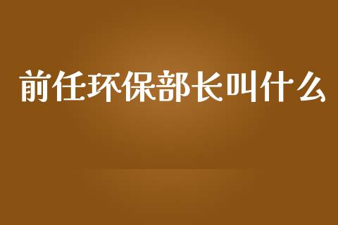 前任环保部长叫什么_https://m.jnkyh.com_股指期货_第1张