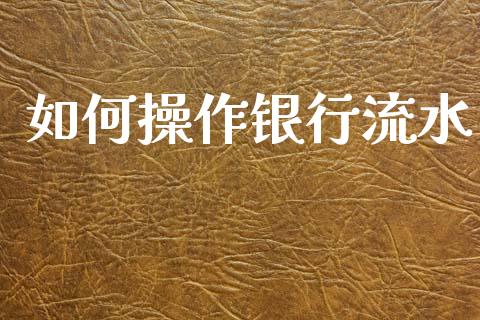 如何操作银行流水_https://m.jnkyh.com_期货开户条件_第1张