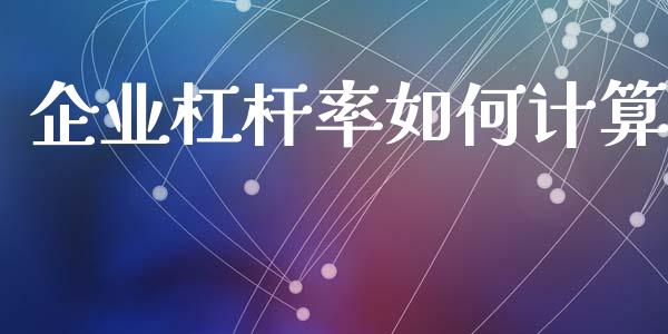 企业杠杆率如何计算_https://m.jnkyh.com_期货开户条件_第1张