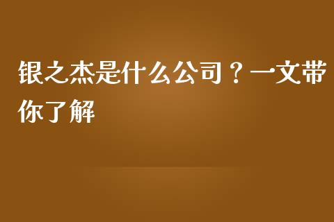 银之杰是什么公司？一文带你了解_https://m.jnkyh.com_国际原油_第1张